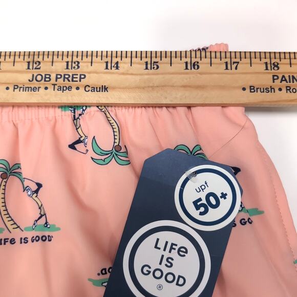 Life is Good Jake Golf Swim Trunks Mens Size L Peachy Pink Multi UPF 50+ NEW NWT - Picture 10 of 13